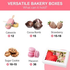 Bakery Boxes with Window, 12x8x2.5 Inches, 20 PCS, White