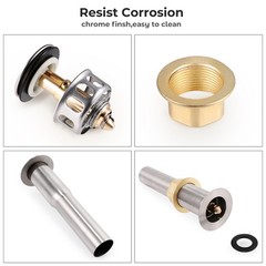 New Bathroom Pop Up Drain Vessel Basin Sink Stopper Brushed Nickel No Overflow