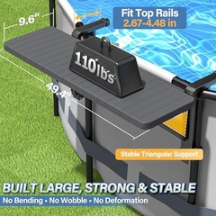 Pool Bar, Above Ground Poolside Bar Table, 49.4×9.6″ Stable & Large Dark Gray