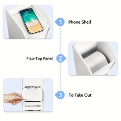 Toilet Paper Holder Stand, Small Bathroom Storage Cabinet with Doors and Shelves