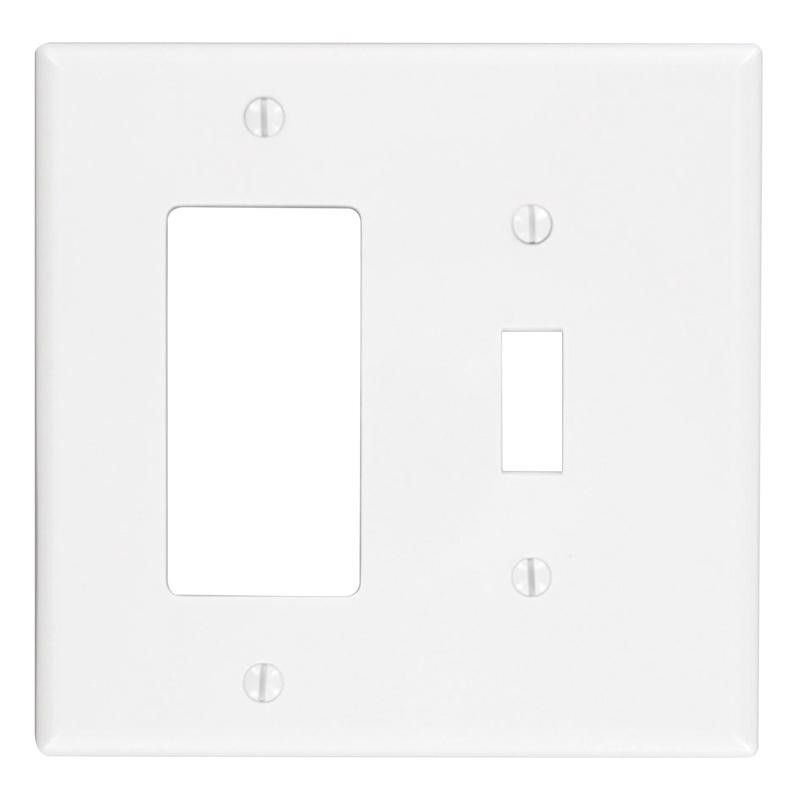 Leviton 002-PJ126-00W White 2-Gang Toggle/Decora Wallplate 4.875 H x 4.94 W in.