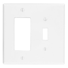 Leviton 002-PJ126-00W White 2-Gang Toggle/Decora Wallplate 4.875 H x 4.94 W in.