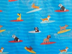 Dog & Puppies Surfing Blue Waves Surfboard Durable Reusable Grocery Shopping Bag