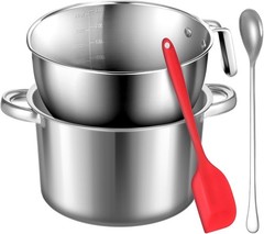 304 Stainless Steel Double Boiler with Spatula and Spoon, 4.2QT Dual-Handle P…