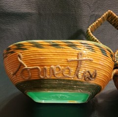 Vtg MCM Green Sweets & Nuts Burrite 300 Bowl, Burroughs Co, Los Angeles, Calif