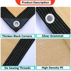 Privacy Fence Screen in Beige Tan with Silver Grommet 90 Pct Blockage Windscreen