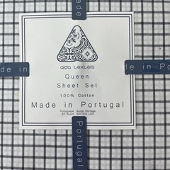 ALDA Texteis~QUEEN SHEET SET~Made In Portugal~100% Cotton~white/black~4 pcs~NWT~