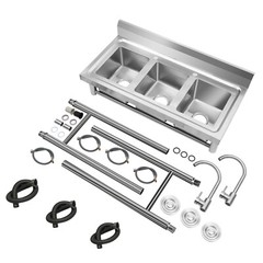 Commercial Stainless Steel 3-Compartment Sink for Kitchen & Catering Use