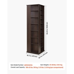 Uimoso Media Storage Cabinet CD Rack Tower with 34 Compartments in Brown