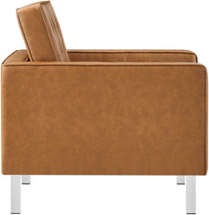 Silver Tan Tufted Faux Leather Accent Armchair for Stylish Living Spaces