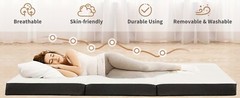 4-Inch Tri-Fold Memory Foam Folding Mattress Topper Portable for Camping, Guest