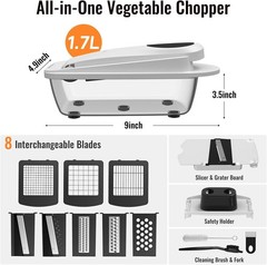 8 Blade All-in-1 Vegetable Chopper Mandoline Slicer with Container, Food Chopper