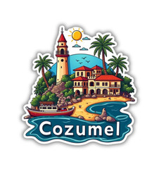 Cozumel Mexico Fridge Magnet or Laptop Sticker