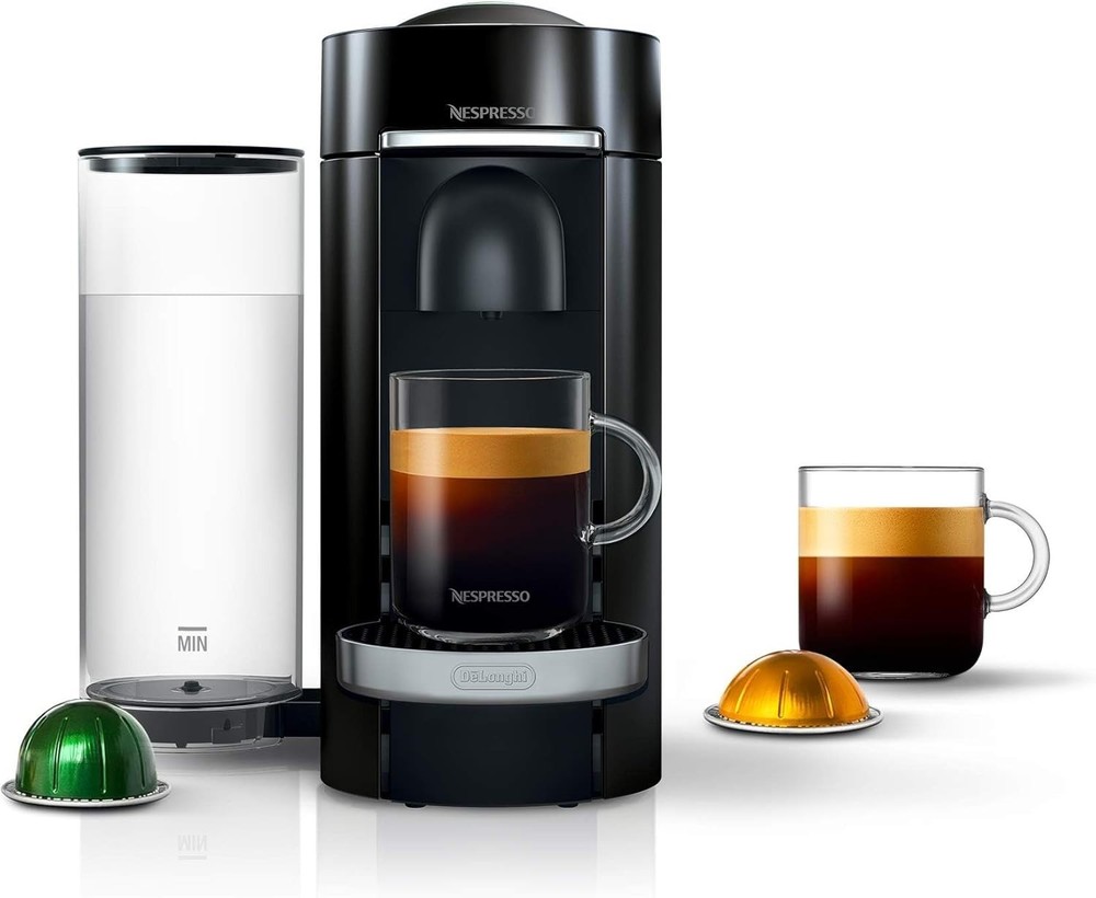 Nespresso VertuoPlus Deluxe Coffee and Espresso Machine, De’Longhi, 37 Oz, Black