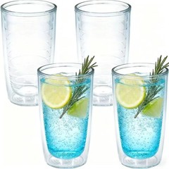 Unbreakable 16oz Tumblers Set of 4 – Plastic Double Wall Insulated Cups, Shat