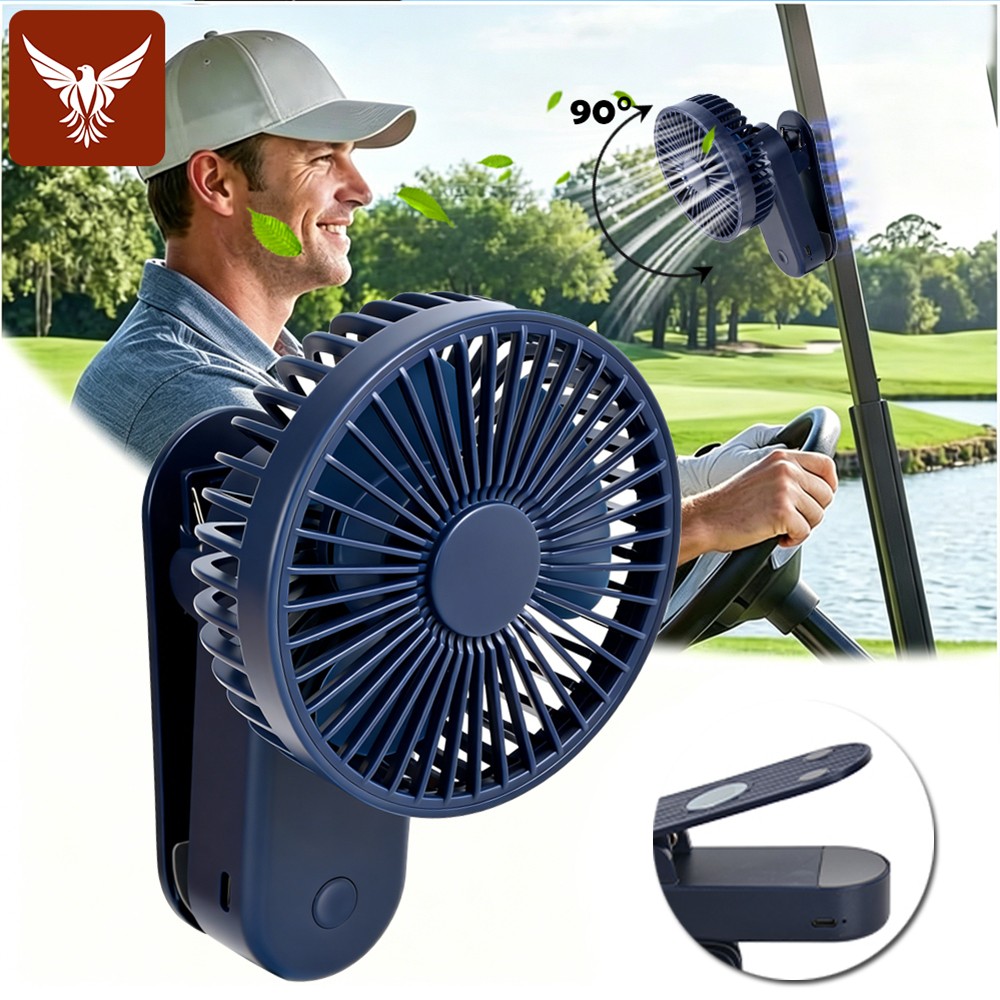 Rechargeable Magnetic Golf Cart Clip-On Fan Portable 3-Speed Mini Cooling Fans