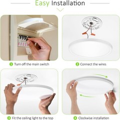 4 Pack 24W LED Flush Mount Ceiling Light Ultra Thin Round White 3000k/4000/6500K