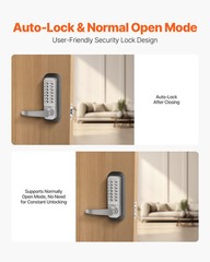 Mechanical Keyless Entry Door Lock 14 Key Mechanical Keypad Lock for Home Sliver
