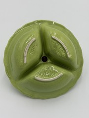 VINTAGE 60’S LANE & CO. CALIFORNIA CHARTREUSE GREEN DIVIDED CANDY NUT DISH BOWL