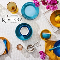 Le Creuset Plates 17cm Set of 4 RIVIERA Collection Teal Meringue Azure Nectar