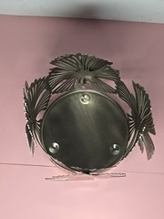 Sonoma for Life Flower Decor Candle Holder Silver and Pink Accent 4.25 In Wide