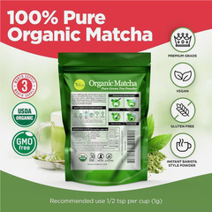 Organic Matcha Green Tea Powder for Latte Unsweetened Culinary Grade Vegan 2Pack