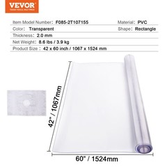 VEVOR PVC Table Protector 42×60 Inch Clear Plastic Desk Protector 2.0mm Thick