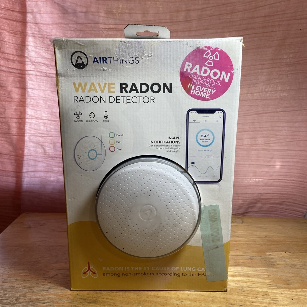 Airthings Wave Radon 2951 Radon Detector Humidity & Temperature Monitoring