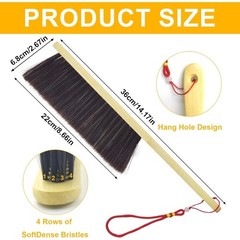 2 Piece Wooden Hand Broom and Dust Brush Set Soft Bristles Cleaning Brush for