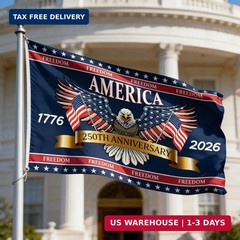 3 Ply 250 Years America Flag – Double Sided Patriotic Eagle 3 x 5 ft Anniversary