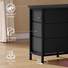 TV Stand for 65, 70, 75 Inch TV 10 Drawer Long Dresser w Power Outlets LED Light