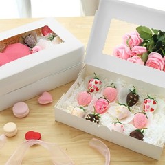 7pcs Cookie Boxes, 12x8x2.5 Inches White Bakery Boxes with 3 Style Window for…