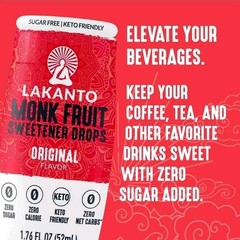 Lakanto Original Liquid Monk Fruit Extract Drops, 1.76 fl oz, 1 Count