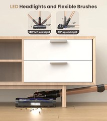 Cordless Stick Vacuum Cleaner 26Kpa, 45Min Runtime, Anti-Tangle, 1.5L Dust Cup