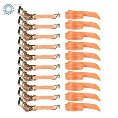 1.5″ x 15′ 4000-lbs Ratchet Straps J Hook Heavy Duty Tie Downs 10 Pack Orange
