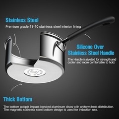 Professional Double Boiler Saucepan 2-Quart, 18/10 Stainless Steel Steam Melt…