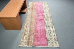 Turkish Vintage Rug 3×7,3 ft (91×223 cm), Pink Floral Rug