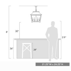4 Light Pendant in Transitional style – 24.25 Inches high by 21.25 Inches