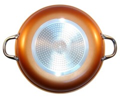 Copper Pan 14 Inch,round Induction Base with tempered Glass Lid,Dish Washer Safe