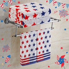2 Pack Patriotic Hand Towels 4th of July Red Blue Stars and Stripes Cotton Ba