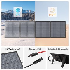 MHPOWOS 220W Portable Solar Panel Foldable IP67 7-in-1 Cable for Power Station