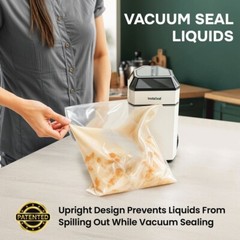InstaSeal Airtight Double Seal Compact Upright Bag Food Vacuum Sealer w/ 12 Bags