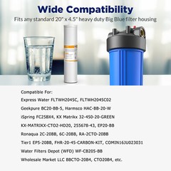 5 Micron 20×4.5″ CTO Carbon Block Water Filter Whole House for Big Blue Housings