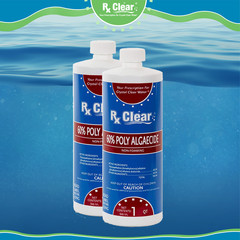 Rx Clear Swimming Pool 60 Plus Prevents Algaecide Chemical – 2 x 1 Quart Bottles