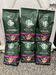 6 Bags Starbucks Sumatra Dark Roast Ground 6.75LB Coffee LOT 18 Oz each bag drip
