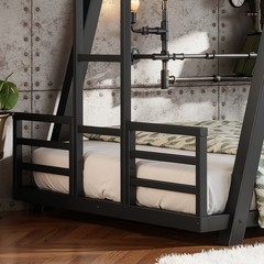 Twin XL Over Twin XL Bunk Bed, Heavy Duty Metal Bunk Bed for Adults Black Bed