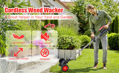 20000mAh Electric Cordless Grass String Trimmer Lawn Edger Weed Wacker Cutter