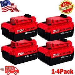 2Pack 20V 8.0Ah 20 Volt Lithium-ion Battery for Porter Cable MAX PCC685L PCC680L