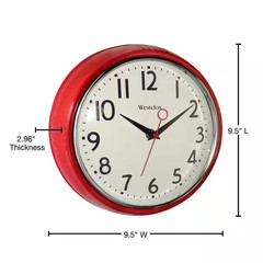 9.5 In. Red Retro Wall Clock