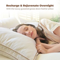 Peace Nest Set of 2 Bed Pillows Gusset Down Feather , King or Queen Size